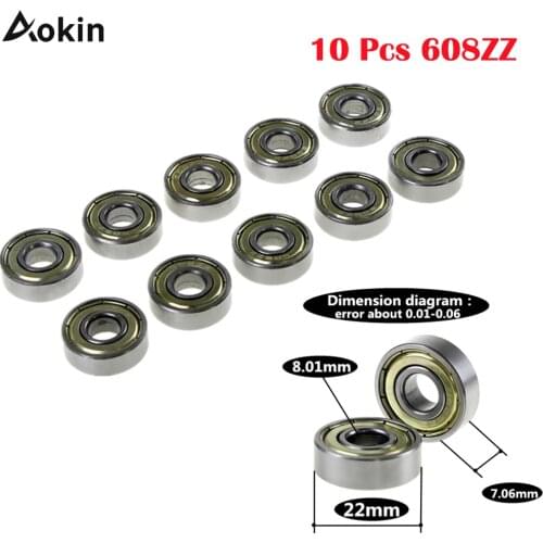 10pcs 608zz Double Shielded Miniature High-carbon Steel Single Row 608zz Abec-5 Deep Groove Ball Bearing 8*22*7 8x22x7 Mm 608 Zz