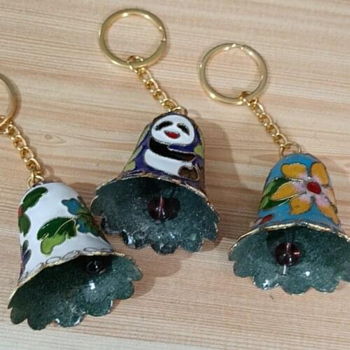 10pcs Cloisonne Enamel Filigree Fancy Bell Keychain Charm Keyring Party Guests Gifts Chinese Crafts Fancy Key Holder Jewelry