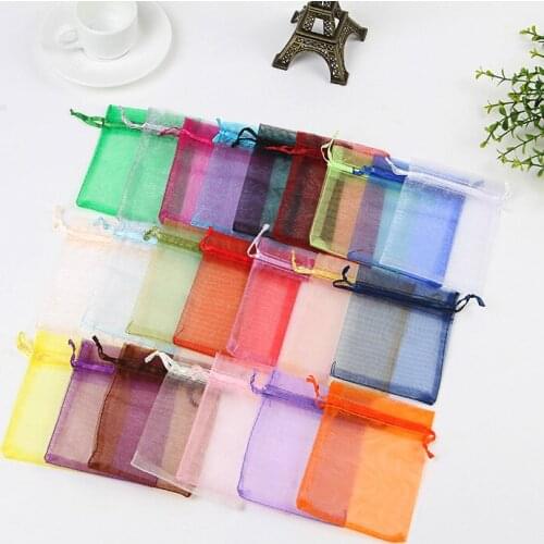100pcs 7x9cm Organza Bags Wedding Birthday Party Candy Chocolate Bags Christmas Halloween New Year Gift Box Packaging Bags