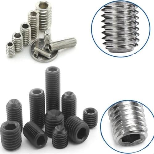 50PCS M2 M3 M4 M5 304 stainless Black grade 12.9 steel Hex Hexagon Socket Allen Cup Point Grub Screw Set Bolt