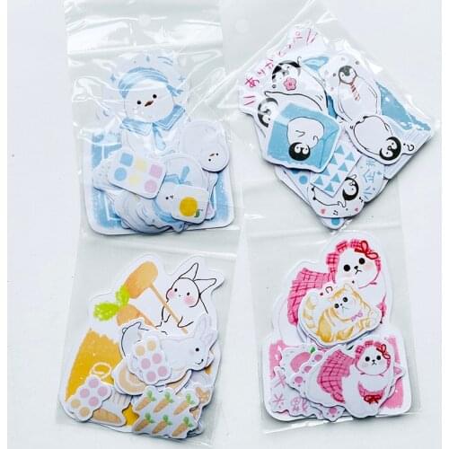 45PCS/Pack Kawaii Cat Rabbit Penguin Snow Finch Washi Stickers Kid Gift Hand Account Notebook Decorative Sticker Stick Label