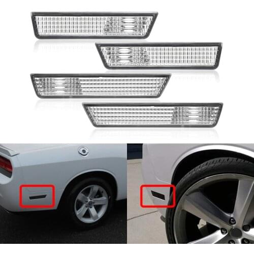 4x Front & Rear For Dodge Challenger 2008-2014 OEM Side Marker Light Turn Signal Lamp Shell Cover