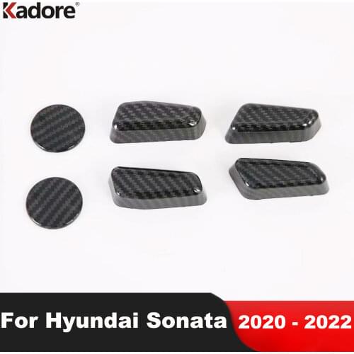 For Hyundai Sonata 2020 2021 Car Styling ABS Carbon Fiber Interior Car Seat Adjustment Cover Trim Sticker Auto Accessories