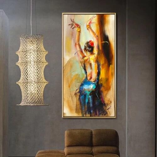 Abstract Dancing Ballerina Girl Oil Painting on Canvas Scandinavian Posters and Prints Wall Art Picture for Living Room Cuadros