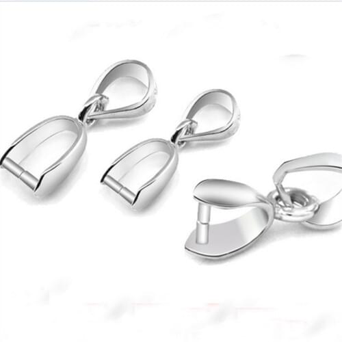 Free shipping 50PCS SizeS/M/L 925 Sterling Silver Findings Bail Connector Bale Pinch Clasp 925 Silver Pendant Fittings Bail