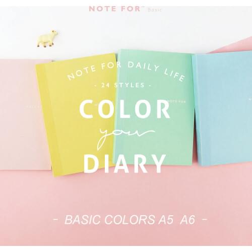 Basic Colors Lovely 24 Styles Paper Lines Squares Style n28 n43 Graffti Notepad A5 A6 Blank Notebook Diary