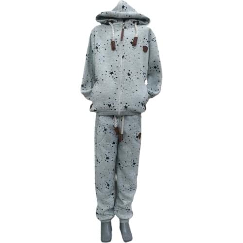 ÇETK-NAK-Y-Y Kids Green Star Cotton Hooded Zipper Pocket Tracksuit Suit