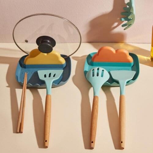 Spoon Holder Kitchen Pot Lid Rack Spoon Spatula Rest Utensil Heat Resistant Storage Shelves Pan Cover Holder Cooking tools