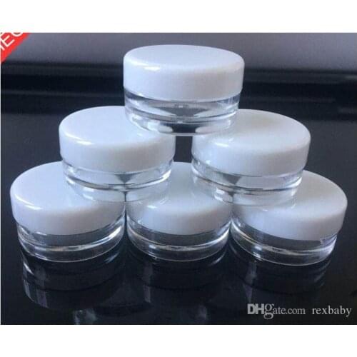 White Top 3G Travel transparent round cream pot 3ML jars pot container clear plastic sample container for nail art storage