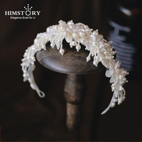 HIMSTORY European Vinatge High Grade Bridal Headbands Tiaras Wedding Hairbands Evening Head Wear Wedding Hair Accessory