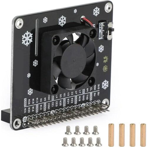 Intelligent Temperature Control CPU Fan Cooling Expansion Board For Raspberry Pi Glare LED Cooling Fan Compatible With 4B/3B