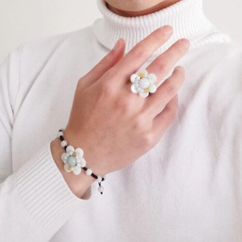 Jadery Classic Flower Jewelry Sets For Women Handmade Natural Emerald Jade Stone Bracelets/Ring Charms Jewelry 2019 Best Gifts