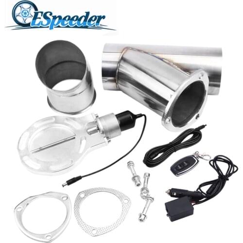 ESPEEDER 4 Inch Stainless Headers Y Pipe Electric Exhaust Cutout Kit With Remote Control Exhaust Cut Out Catback Down Pipe Kit