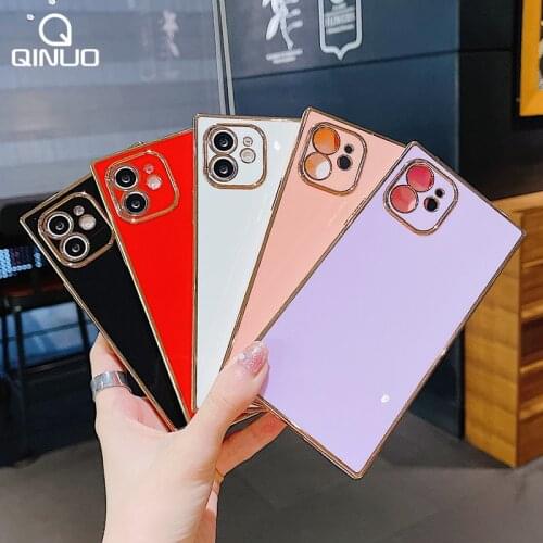Square Electroplated Phone Case For iPhone 12 11 Pro Max 7 8 Plus X XR XS Max Soft Silicone Plating Camera Protective Back Cover
