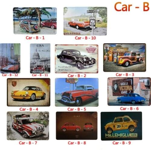 Classic Cars Metal Tin Sign Vintage Car Lover Club Garage Art Decor Iron Plate Paintings Bar Cafe Metal Plaques