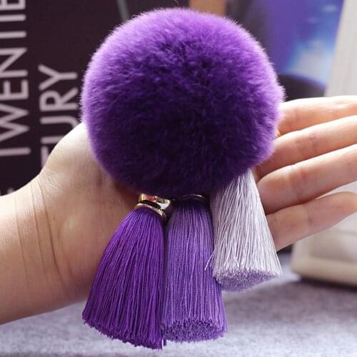 Soft Pom Pom Faux Fur Keychain Fluffy Ball Bag Car Key Ring Tassel Pendant Decor
