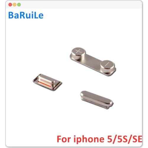 BaRuiLe 10set Side Button for iPhone 5S SE Power On Off + Volume Switch + Mute Side keypad Button for iphone 5 Repalcement Parts