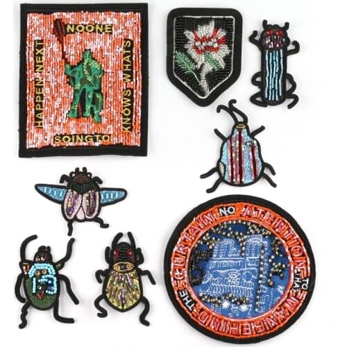 Handmade Sewing Beads Patch Animal Beetle Insect Clothing Cap Bag Accessories Beaded DIY Rhinestone