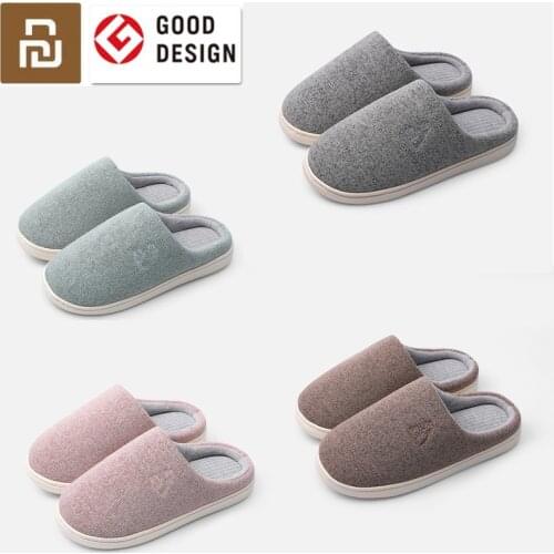 Youpin Upper Shu Non-slip Winter Slippers Home Men Women Warm Floor Shoes Cotton Ladies Indoor Slippers Plush for Xiaomi Slipper