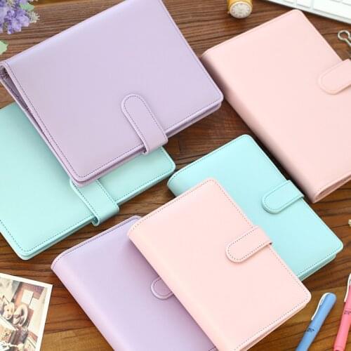 A5A6 notebook cover Macarons color PU material loose leaf notebook notebook leather loose hand