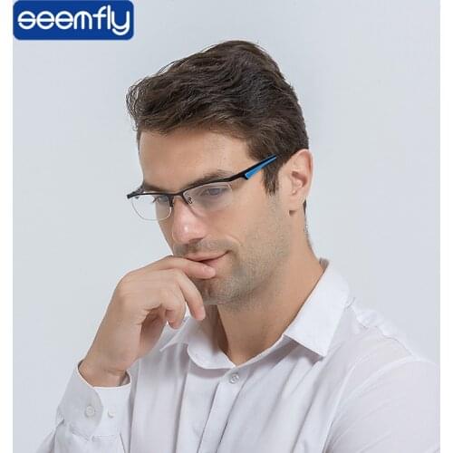Seemfly Half Frame Reading Eyeglasses Men Computer Reader Retro Clear Lens Goggle Women Hyperopia Far Glasses With +1.0 to 4.0