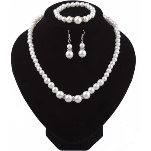 HOCOLE Europe Brand Simulated-Pearl Necklace Bracelet Earrings Women Jewelry Sets Inlay CZ Bride Set Women Wholesale Jewelry