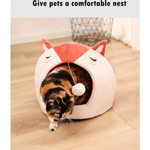 Fox Shape Pet Cat Bed House Cozy Dog Cat Mat Bed Warm Durable Portable Pet Basket Kennel Dog Cushion Cat Supplies