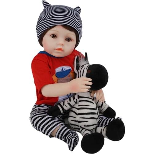 Hoomai Realistic Newborn Baby 18 '' Silicone Doll cloth Body Lifelike Bebe Reborn Dolls For Children Birthday Gift Shower Toy