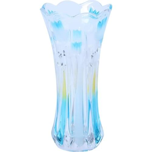 Tulip Embossed Design Crystal Glass Flower Vase Terrarium Roses Lily Foliage Floral Decor Container Bottle