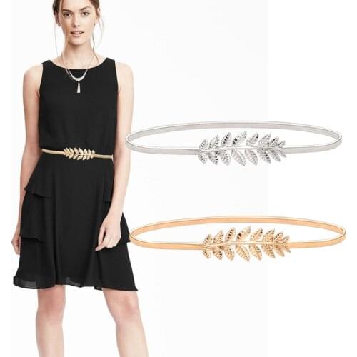 Chain Belt For Women Elastic Stretch Ladies Dress Waist Belt cinturones para mujer Skinny Thin Gold Silver Color Female Belts