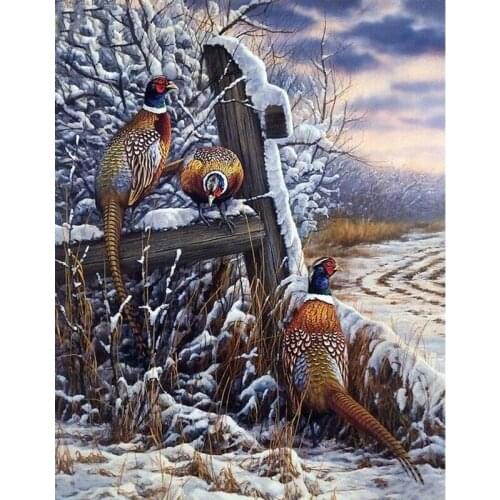 Resin Crafts Snow Pheasant Full Square Diamond Embroidery Needlework Diamond Painting Cross Stitch Home Decor Diamond Mosaic