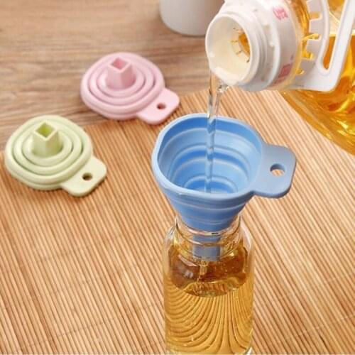 Silicone Collapsible Funnel Kitchen Oil Leak Household Liquid Dispenser High Temperature Resistant Thickened Funnel