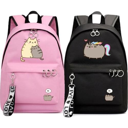Punsheen Cat Student Backpacks Anime Kawaii School Girls Bags Solid Circle Decorate For Teenagers Casual Travel backpack