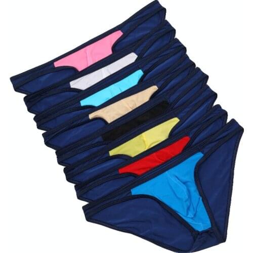 8PCS Mens Briefs U Convex Thin Ice Silk Low Waist Sexy Bikini Underpants Shorts Underwear Men Sexy Underwear Hot Sale Pantie