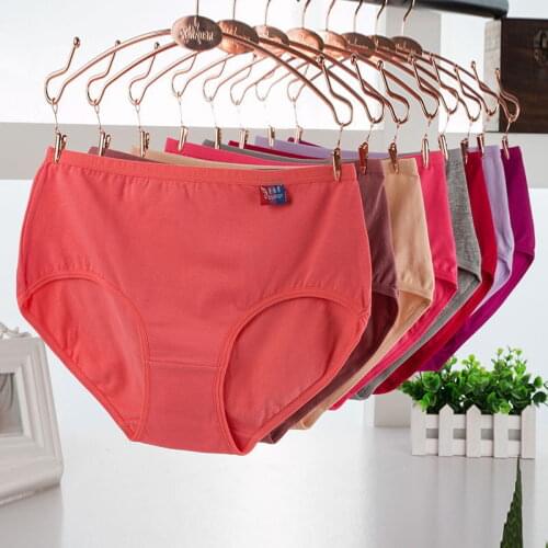 10Pcs/lot Cotton Underwears Women Panties Plus Size 5XL Candy Colors lingeries Womens Briefs