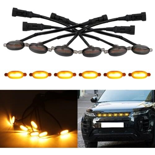 Universal 6SMD 3030 12V Front Grille Lighting LED Amber Grille Lighting Kit Car Eagle Eye Light Pickup Off Road Warning Fog Lamp