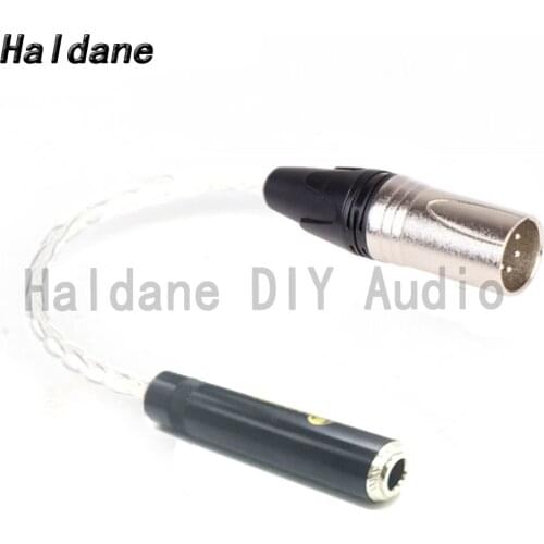 Haldane HIFI 4pin XLR Balanced Male to 1/4 6.35mm TRS 3pole Female Single Crystal Silver Plated Audio Adapter Connector Cable