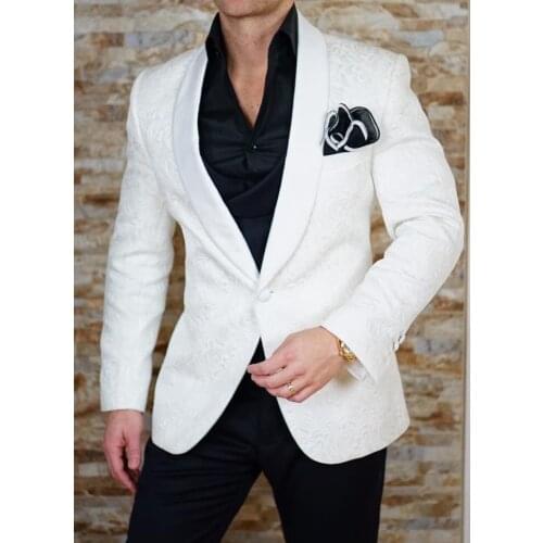 High Quality Embossing Groomsmen Shawl Lapel Groom Tuxedos Men Suits Wedding/Prom Best Man Blazer ( Jacket+Pants+Tie) A15