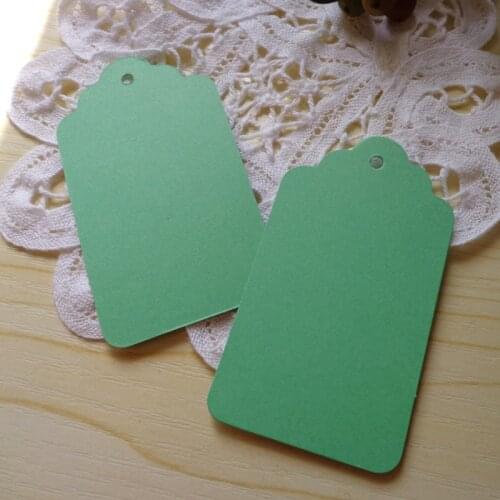 50pcs Green DIY Paper Gift Tag Party Wedding Message Gift Hang Tag Christmas Craft Cards Label Hemp String Included 4x7cm