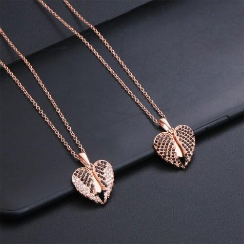 Creative Fashion pendant stainless steel chain Crystal Silver Angel Wings necklace For Women Summer Jewelry Gift