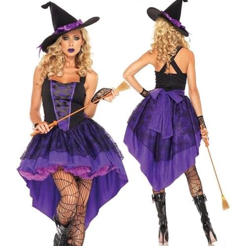 Halloween Lady Demon Evil Witch Costume Royal Court Purple Swallowtail Cosplay Stage Show Carnival Party Fancy Dress