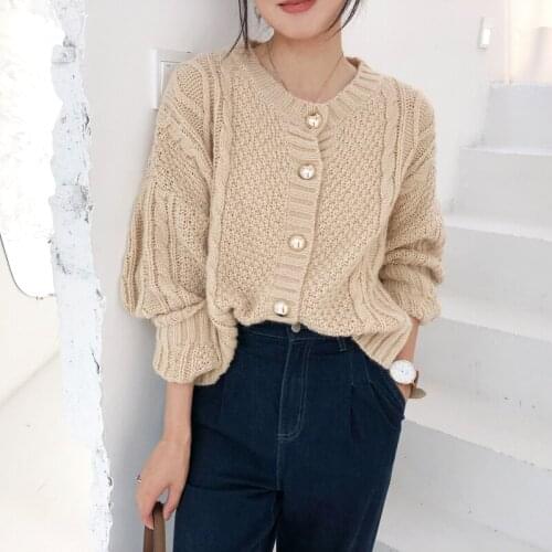 New Winter Sweater Women Cardigan Girls Tops Vintage Long Sleeve Autumn Elegant Female Knitted Outerwear Warm Sweater Oversize