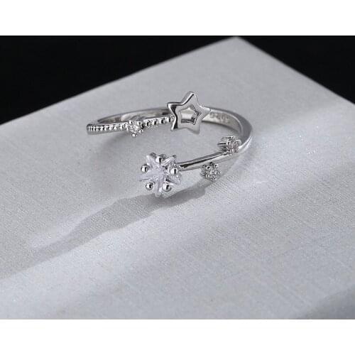 A Girl' Hollow Star Opening Ring For Women Zircon Star Adjustable Size Finger Ring Fashion Jewelry Minimalist Accessories
