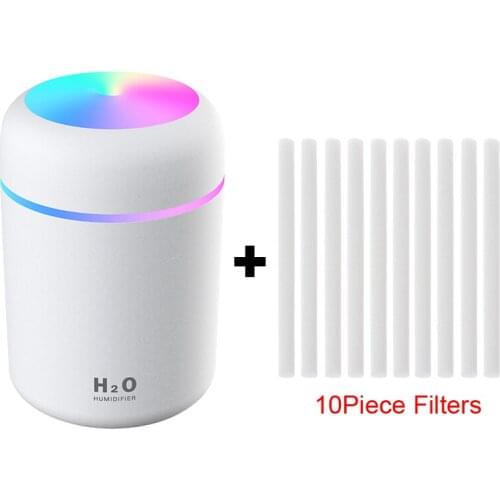 10Piece Filters USB Mini Dazzle Cup Humidifier Portable 300ml Air Humidifier Ultrasonic Oil Diffuser With Night Light Lamp