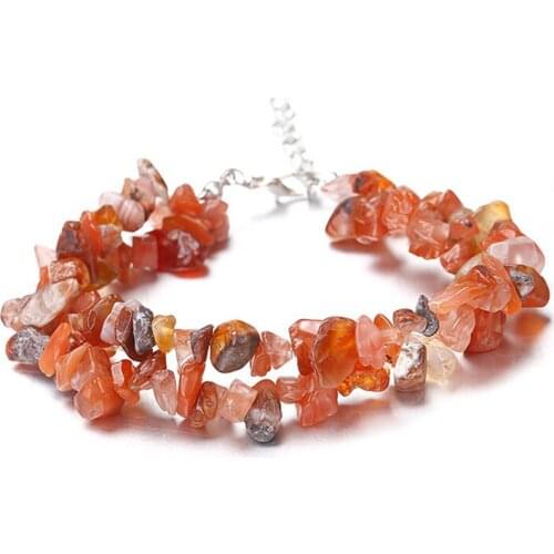 12pcs/lot Natural Carnelian Lapis lazuli Bracelet Energy Healing Bohemian Double Layer Gravel Natural Stone Bracelets For Women