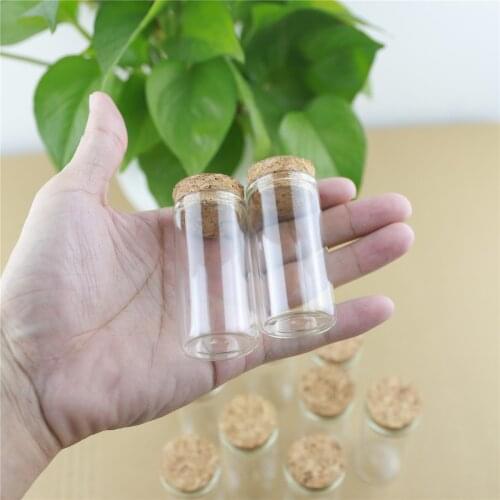 50pcs/lot 30*60mm 25ml Cork Stopper Glass Bottle Spicy Storage Bottle Container Mini Glass Jars Vials DIY Craft