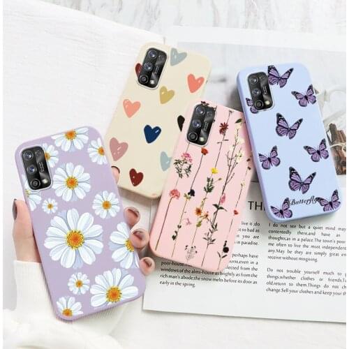 Case on For OPPO Realme 7 Pro 6.4" Cover Cute Love Heart Silicone TPU Coque For OPPO Realme7Pro Realme7 Butterfly Bumper Fundas