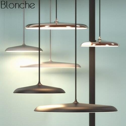 Denmark Modern Led UFO Pendant Lights Nordic Round Plate Hanging Lamp for Dining Room Bedroom Suspension Luminaire Home Art Deco