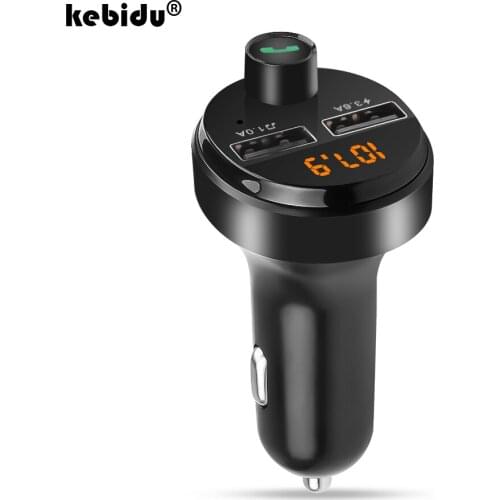 Kebidu Bluetooth 5.0 FM Transmitter Receiver Audio MP3 Player TF Card Car Kit Car Charger Socket 3.6A Dual USB Car Charger