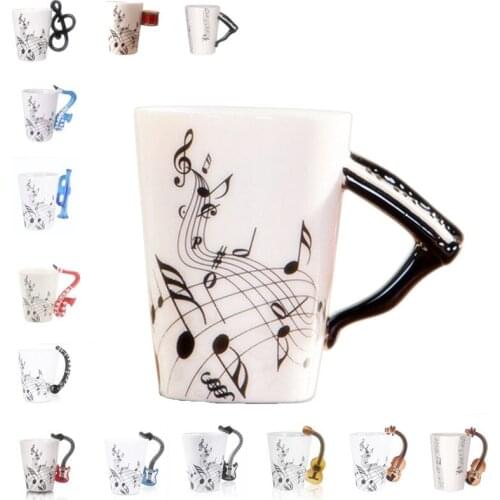 250 ml Creative Mug Coffee Cup Music Note Mug Violin Guitar Saxophone Handle Tea Milk Piano Stave Cups Novelty Gifts For Kids